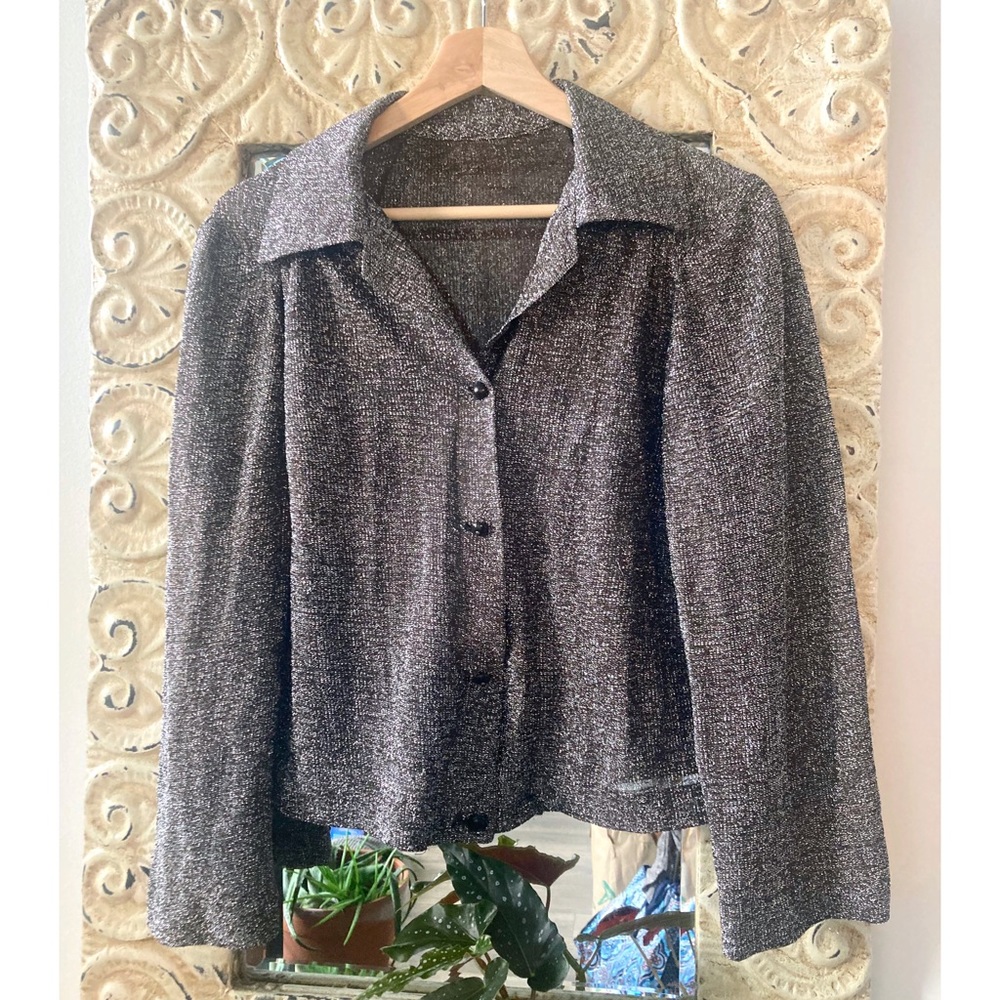 70s Glitter Button Down Top